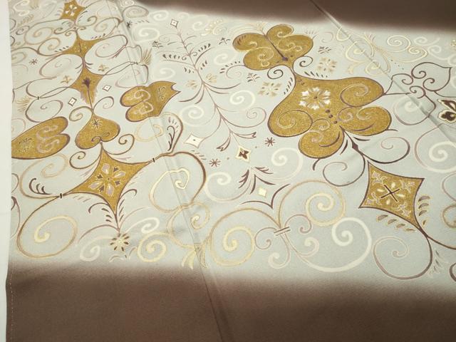 平和屋着物●訪問着　刺繍　吉祥花文　暈し染め　金彩　三越扱い　正絹　逸品　CABD9260gh