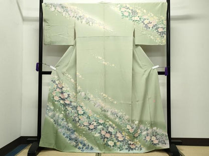 平和屋着物●十日町友禅作家　阿部佳雪　訪問着　枝花文　暈し染め　正絹　逸品　CABD9263gh