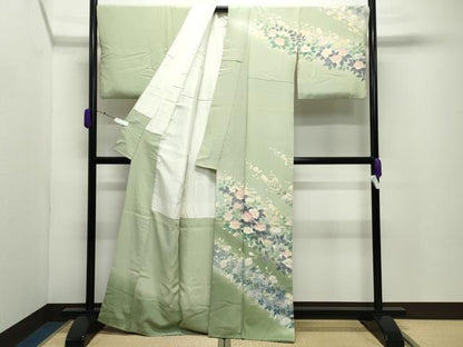平和屋着物●十日町友禅作家　阿部佳雪　訪問着　枝花文　暈し染め　正絹　逸品　CABD9263gh