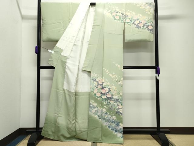平和屋着物●十日町友禅作家　阿部佳雪　訪問着　枝花文　暈し染め　正絹　逸品　CABD9263gh