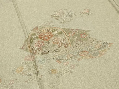 平和屋着物●中国三大刺繍　蘇州刺繍　スワトウ刺繍　汕頭刺繍　総刺繍　色留袖　花唐草文　正絹　逸品　CABD9264gh