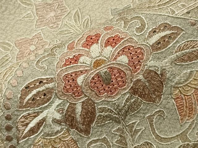 平和屋着物●中国三大刺繍　蘇州刺繍　スワトウ刺繍　汕頭刺繍　総刺繍　色留袖　花唐草文　正絹　逸品　CABD9264gh