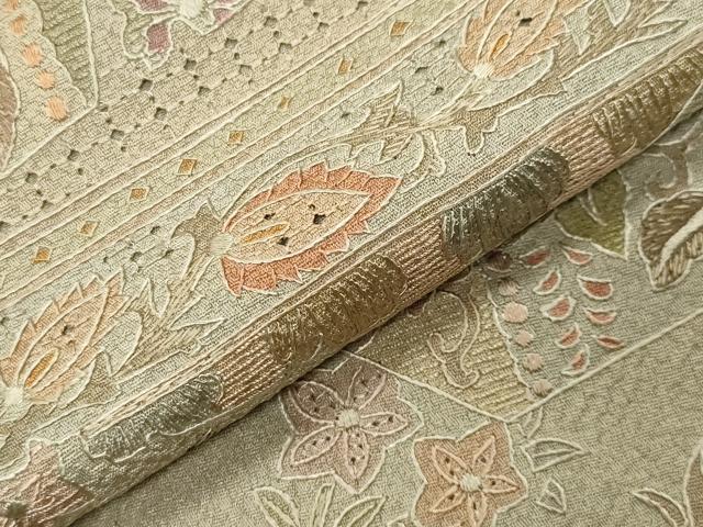 平和屋着物●中国三大刺繍　蘇州刺繍　スワトウ刺繍　汕頭刺繍　総刺繍　色留袖　花唐草文　正絹　逸品　CABD9264gh