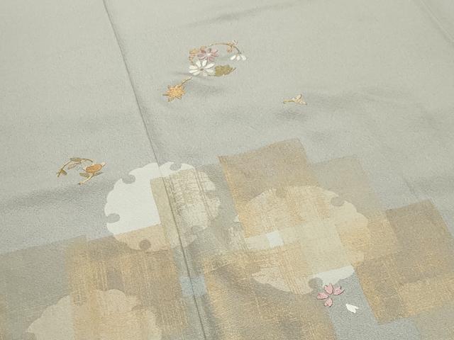 平和屋着物●訪問着　竹屋町刺繍　雪輪花文　金彩　正絹　逸品　CABD9266gh