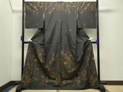 平和屋着物●訪問着　本場染大島紬　枝花文　金彩　正絹　逸品　CABD9271gh