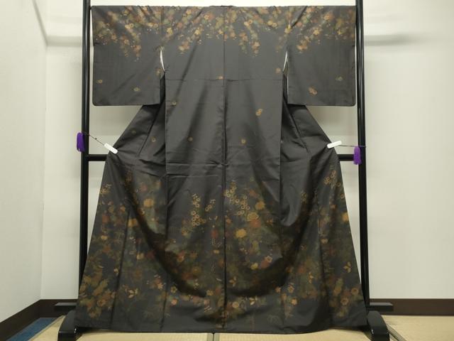 平和屋着物●訪問着　本場染大島紬　枝花文　金彩　正絹　逸品　CABD9271gh