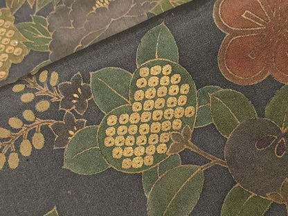 平和屋着物●訪問着　本場染大島紬　枝花文　金彩　正絹　逸品　CABD9271gh
