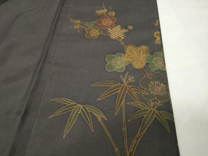 平和屋着物●訪問着　本場染大島紬　枝花文　金彩　正絹　逸品　CABD9271gh