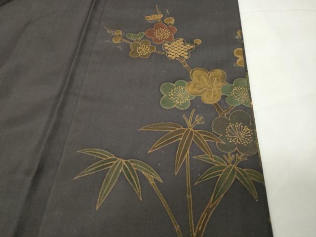 平和屋着物●訪問着　本場染大島紬　枝花文　金彩　正絹　逸品　CABD9271gh