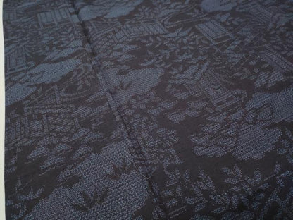 平和屋着物●結城紬　100亀甲　雲取り流水笹文　正絹　逸品　未使用　CABD9272gh