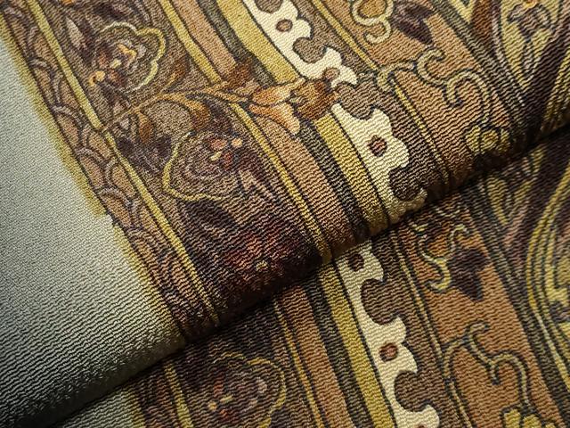 平和屋着物●訪問着　今井喜三郎　更紗花唐草間道　暈し染め　黒地　正絹　逸品　未使用　CABD9273gh