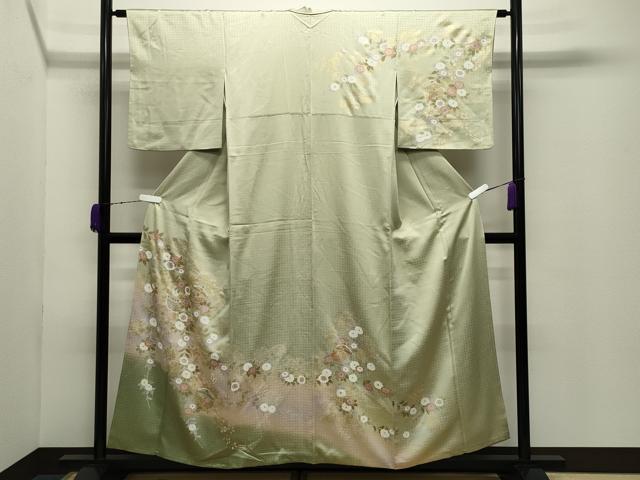平和屋着物●訪問着　糸巻き花文　暈し染め　金彩　正絹　逸品　CABD9275gh 平和屋着物○訪問着 糸巻き花文 暈し染め 金彩 正絹 逸品 CABD9275gh