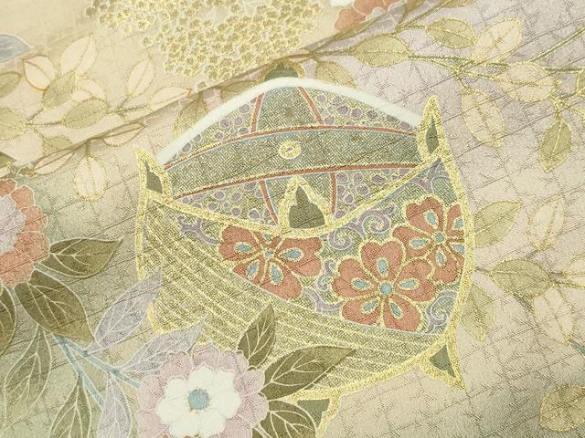 平和屋着物●訪問着　糸巻き花文　暈し染め　金彩　正絹　逸品　CABD9275gh 平和屋着物○訪問着 糸巻き花文 暈し染め 金彩 正絹 逸品 CABD9275gh