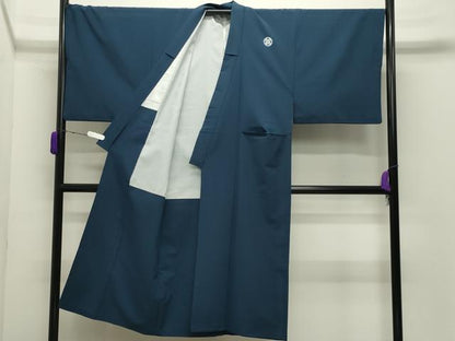 平和屋着物●男性　色紋付　羽織・長襦袢セット　褐返色　洗える着物　CABD9277gh