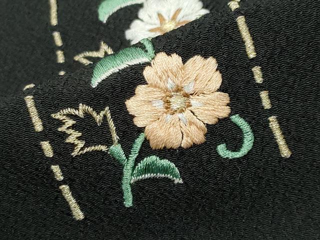 平和屋着物●洗える最高級着物　＜英＞はなぶさ謹製　訪問着　総刺繍　花唐草文　黒地　金糸　CABD9279gh 平和屋着物○洗える最高級着物 ＜英＞はなぶさ謹製 訪問着 総刺繍 花