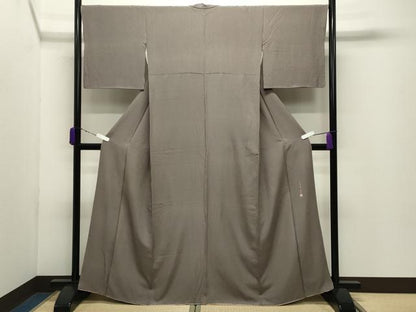 平和屋着物●伝統工芸士　関正三郎　江戸小紋　万筋　白橡色×黒紅色　染の近江謹製　正絹　逸品　CABD9280gh