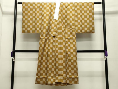 平和屋着物●長襦袢　無双仕立て　市松文　正絹　逸品　CABD9281gh