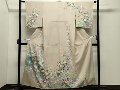 平和屋着物●訪問着　草花文　暈し染め　金彩　正絹　逸品　未使用　CABD9284gh