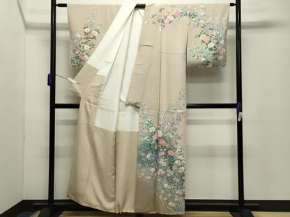 平和屋着物●訪問着　草花文　暈し染め　金彩　正絹　逸品　未使用　CABD9284gh