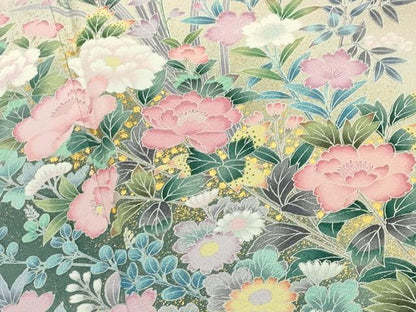 平和屋着物●訪問着　草花文　暈し染め　金彩　正絹　逸品　未使用　CABD9284gh