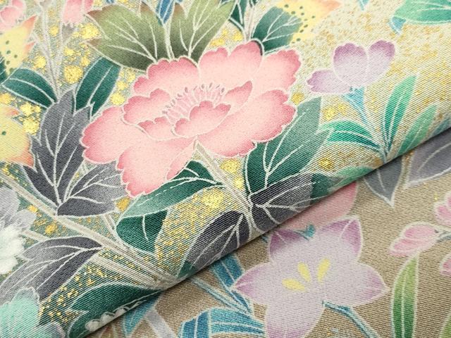 平和屋着物●訪問着　草花文　暈し染め　金彩　正絹　逸品　未使用　CABD9284gh