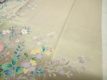 平和屋着物●訪問着　草花文　暈し染め　金彩　正絹　逸品　未使用　CABD9284gh