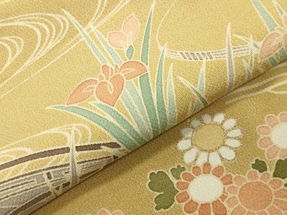 平和屋着物●訪問着　駒刺繍　風景松竹梅文　金彩　正絹　逸品　CABD9285gh