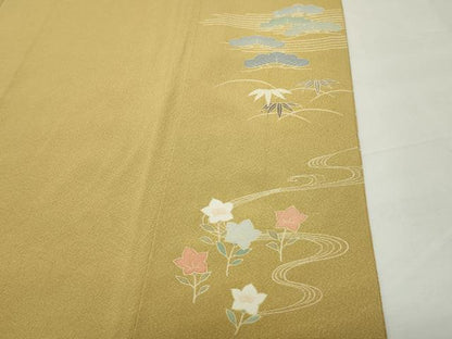 平和屋着物●訪問着　駒刺繍　風景松竹梅文　金彩　正絹　逸品　CABD9285gh