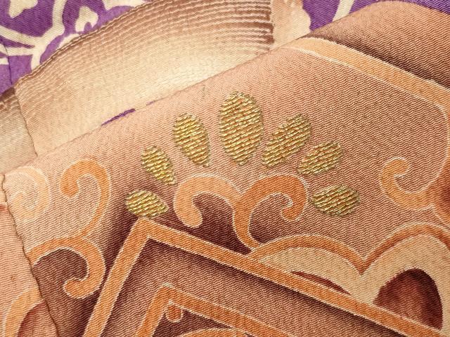 平和屋本店●アンティーク　大正ロマン　振袖　刺繍　鏡裏鳳凰花文　正絹　逸品　CABD9292gh
