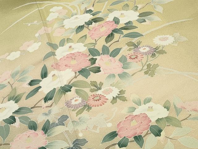 平和屋着物○訪問着 友禅 枝花文 暈し染め 正絹 逸品 CABD9297gh