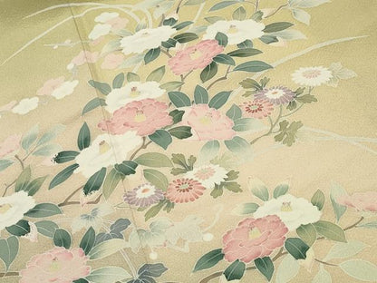 平和屋着物●訪問着　友禅　枝花文　暈し染め　正絹　逸品　CABD9297gh