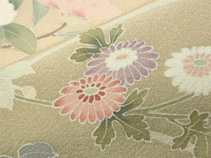 平和屋着物●訪問着　友禅　枝花文　暈し染め　正絹　逸品　CABD9297gh