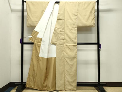 平和屋着物●上質な色無地　蒸栗色　正絹　逸品　CABD9298gh