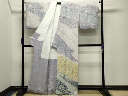平和屋着物●訪問着　総絞り　流水花文　暈し染め　正絹　逸品　CABD9302gh