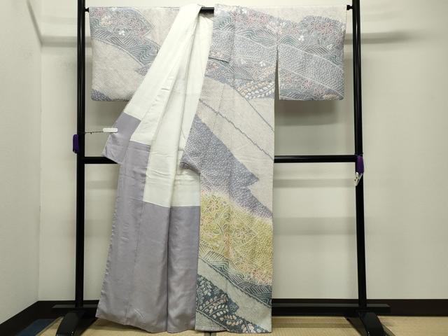 平和屋着物●訪問着　総絞り　流水花文　暈し染め　正絹　逸品　CABD9302gh