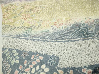平和屋着物●訪問着　総絞り　流水花文　暈し染め　正絹　逸品　CABD9302gh