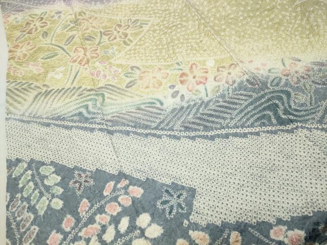 平和屋着物●訪問着　総絞り　流水花文　暈し染め　正絹　逸品　CABD9302gh