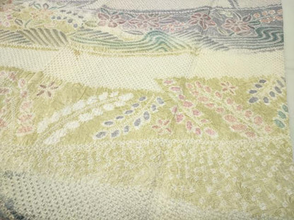 平和屋着物●訪問着　総絞り　流水花文　暈し染め　正絹　逸品　CABD9302gh