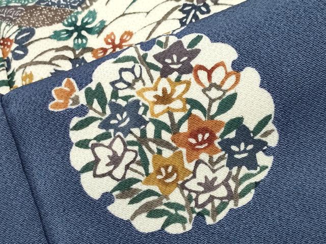 平和屋着物●江戸紅型　五味桂子　訪問着　雪輪花唐草文　鬼しぼ縮緬　正絹　逸品　CABD9305gh