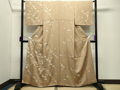 平和屋着物●中国三大刺繍　相良刺繍　訪問着　椿松藤花文　金彩　鈴乃屋扱い　正絹　逸品　CABD9316gh