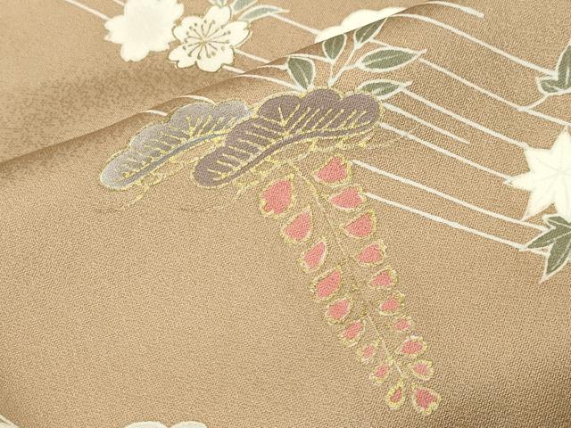 平和屋着物●中国三大刺繍　相良刺繍　訪問着　椿松藤花文　金彩　鈴乃屋扱い　正絹　逸品　CABD9316gh
