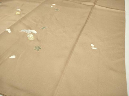 平和屋着物●中国三大刺繍　相良刺繍　訪問着　椿松藤花文　金彩　鈴乃屋扱い　正絹　逸品　CABD9316gh