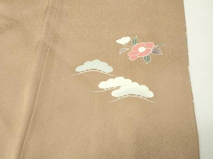 平和屋着物●中国三大刺繍　相良刺繍　訪問着　椿松藤花文　金彩　鈴乃屋扱い　正絹　逸品　CABD9316gh