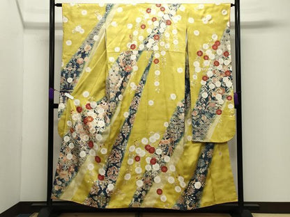 平和屋着物●世界的ファッションデザイナー山本寛斎kansaiブランド　振袖　駒刺繍　鳳凰舞桜文　暈し染め　金彩　正絹　逸品　CABD9320gh