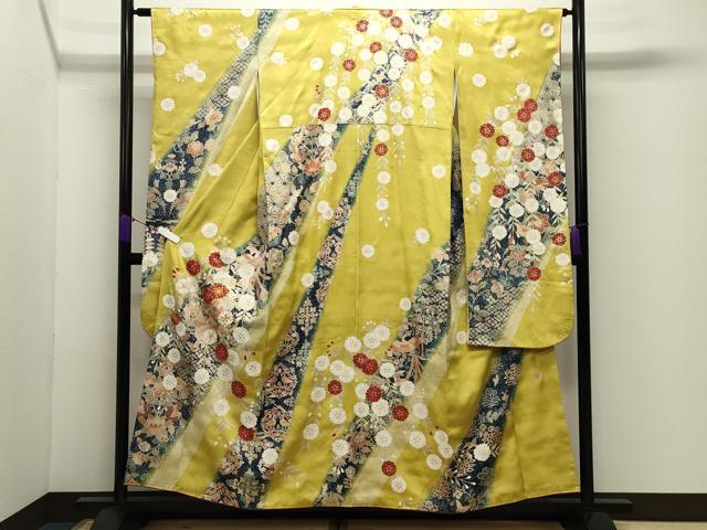 平和屋着物●世界的ファッションデザイナー山本寛斎kansaiブランド　振袖　駒刺繍　鳳凰舞桜文　暈し染め　金彩　正絹　逸品　CABD9320gh
