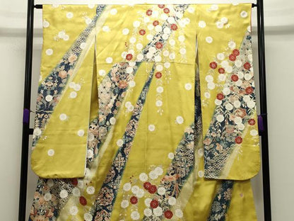 平和屋着物●世界的ファッションデザイナー山本寛斎kansaiブランド　振袖　駒刺繍　鳳凰舞桜文　暈し染め　金彩　正絹　逸品　CABD9320gh