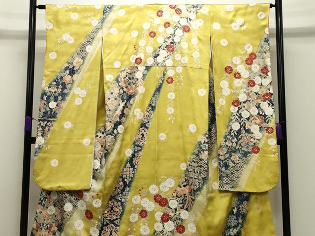平和屋着物●世界的ファッションデザイナー山本寛斎kansaiブランド　振袖　駒刺繍　鳳凰舞桜文　暈し染め　金彩　正絹　逸品　CABD9320gh