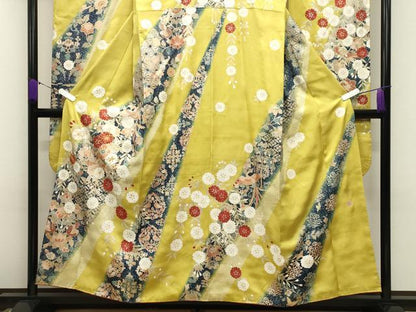 平和屋着物●世界的ファッションデザイナー山本寛斎kansaiブランド　振袖　駒刺繍　鳳凰舞桜文　暈し染め　金彩　正絹　逸品　CABD9320gh
