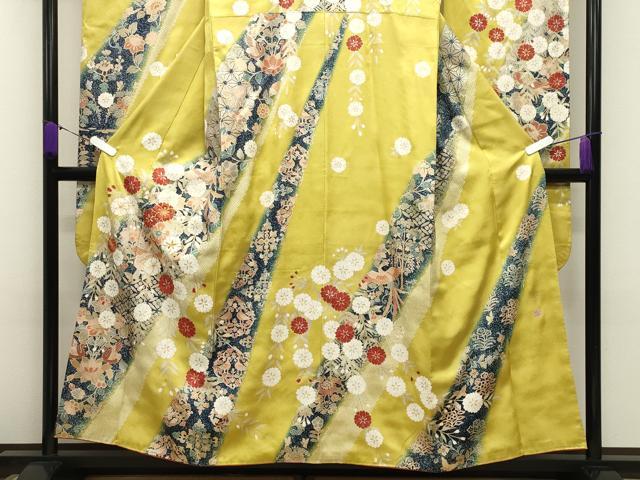 平和屋着物●世界的ファッションデザイナー山本寛斎kansaiブランド　振袖　駒刺繍　鳳凰舞桜文　暈し染め　金彩　正絹　逸品　CABD9320gh