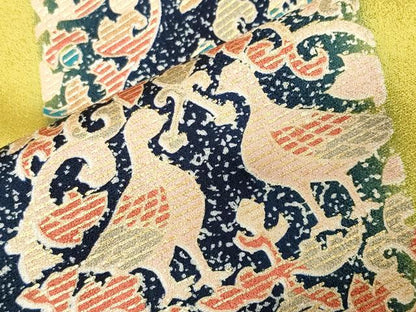 平和屋着物●世界的ファッションデザイナー山本寛斎kansaiブランド　振袖　駒刺繍　鳳凰舞桜文　暈し染め　金彩　正絹　逸品　CABD9320gh